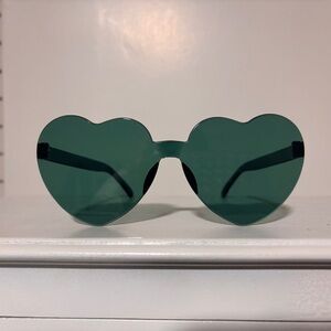 Green Heart-Shaped Lolita Sunglasses - Rimless Shades